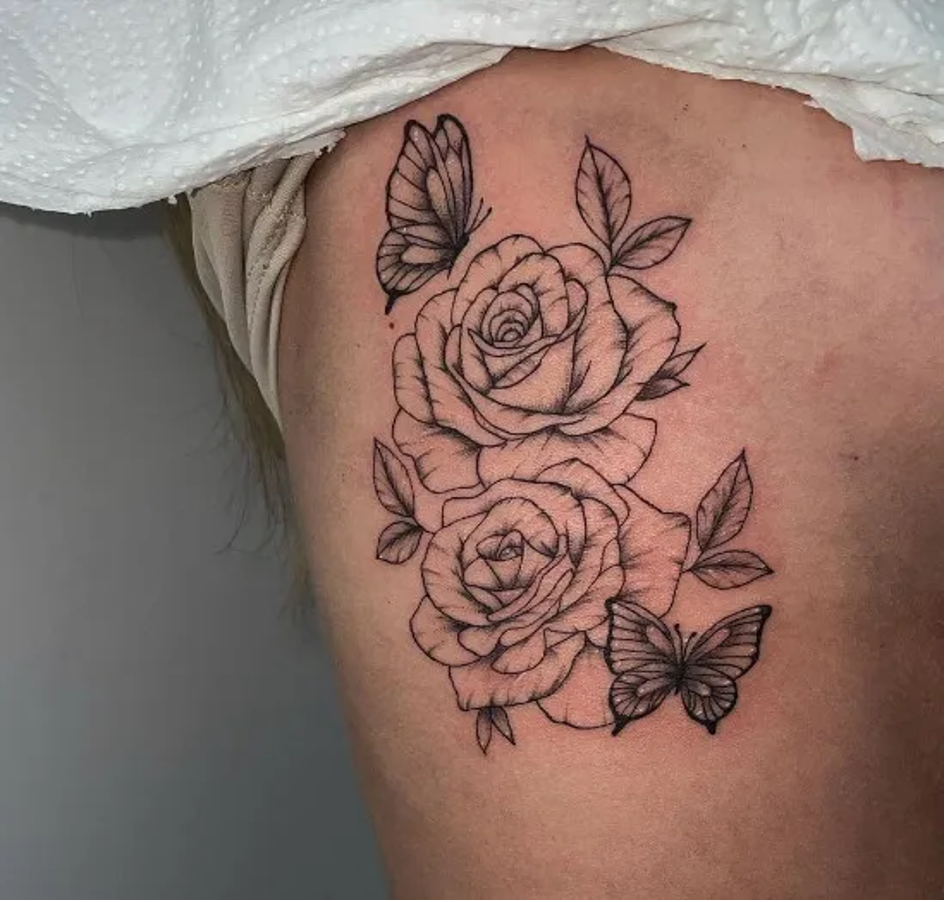 7 years of my linework rose : r/agedtattoos